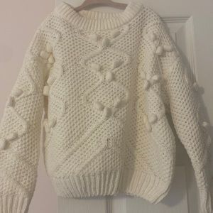 Zara girls Pom Pom cream sweater size 6 holiday Christmas